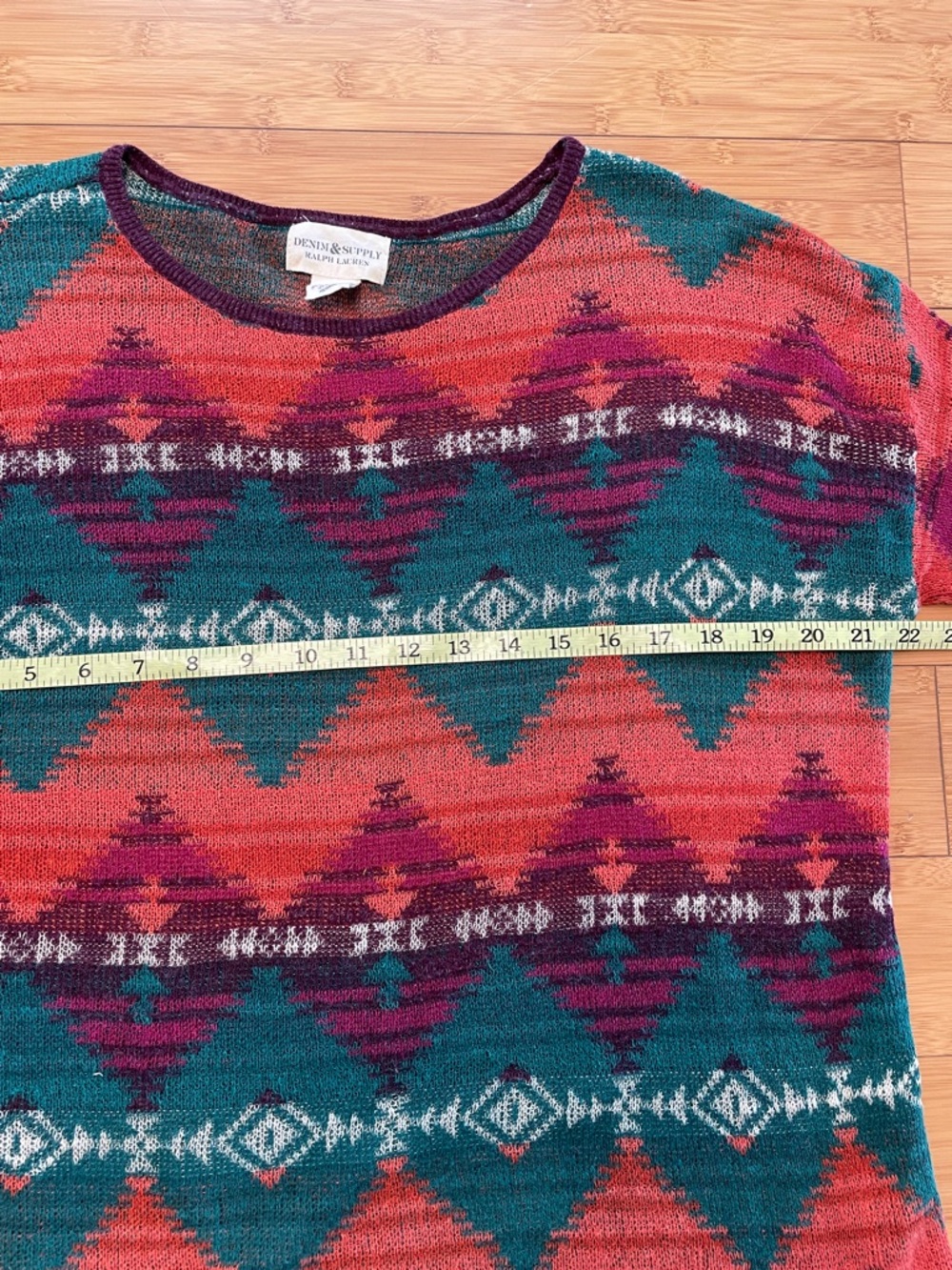 Denim & Supply Ralph Lauren Top Large Relaxed Geometric Aztec Sweater Multi - Picture 10 of 12